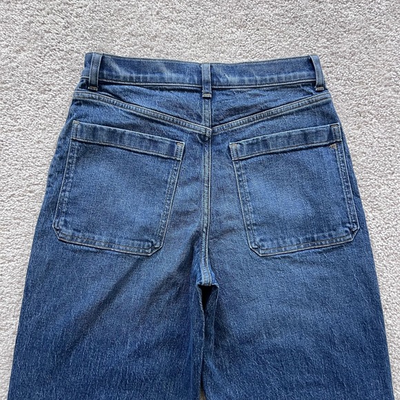 Madewell Emmett Wide-Leg Jeans Womens 28 Blue High Rise Raw Hem Cropped Denim - Picture 3 of 15